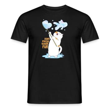 Cat Playing Bubble - Men's T-Shirt - black - Front - AI Model Male 178 light (178cm)
