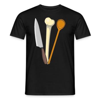 Meat Kitchen Cooking Spoon Bone Kitchen Knife - Men's T-Shirt - black - Front - AI Model Male 178 light (178cm)