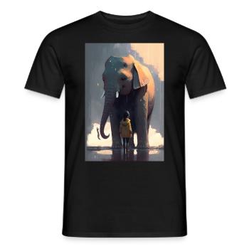 Elephant Cool Anime Manga Style Cute - Men's T-Shirt - black - Front - AI Model Male 178 light (178cm)