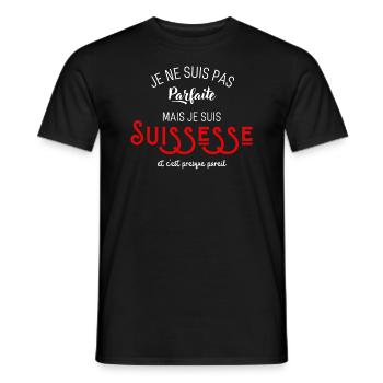 Pas parfaite mais suissesse - T-shirt homme - noir - Devant - AI Model Male 178 light (178cm)