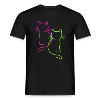 Retro Vintage Katzen 80er 90er - Männer T-Shirt - Schwarz - Vorne - AI Model Male 178 light (178cm)