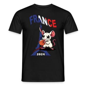 JEUX FRANCE PARIS EN 2024 - HUMOUR RAT BASKETBALL - T-shirt homme - noir - Devant - AI Model Male 178 light (178cm)