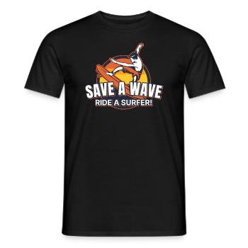 Save a wave ride surfer surflife - Men's T-Shirt - black - Front - AI Model Male 178 light (178cm)