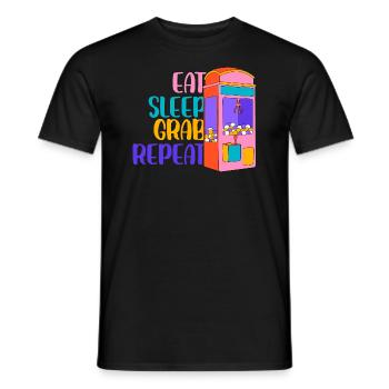 Eat Sleep Grab Repeat Claw Crane Machine - Men's T-Shirt - black - Front - AI Model Male 178 light (178cm)