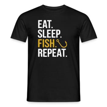 Manger dormir poisson répéter - T-shirt homme - noir - Devant - AI Model Male 178 light (178cm)