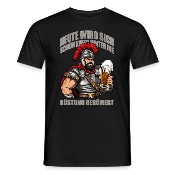 Heute wird sich schön einer hinter die Rüstung... - Männer T-Shirt - Schwarz - Vorne - AI Model Male 178 light (178cm)