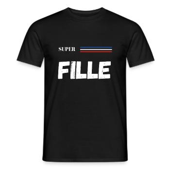 super fille - t-shirt assorti - T-shirt homme - noir - Devant - AI Model Male 178 light (178cm)