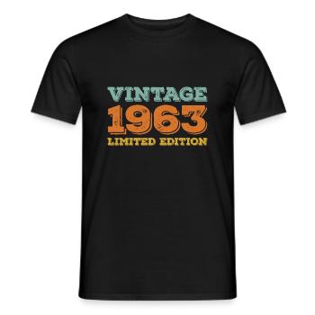 Vintage 1963 Limited Edition Retro Classic- b day - Men's T-Shirt - black - Front - AI Model Male 178 light (178cm)