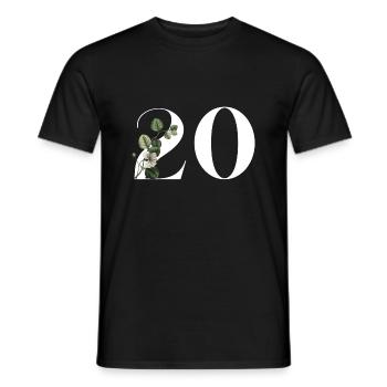 Numéro 20 floral vert -20e anniversaire floral - T-shirt homme - noir - Devant - AI Model Male 178 light (178cm)