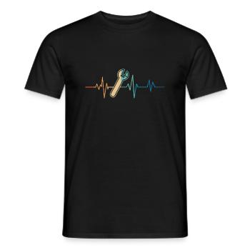 Retro Heartbeat Adjustable Wrench - Men's T-Shirt - black - Front - AI Model Male 178 light (178cm)