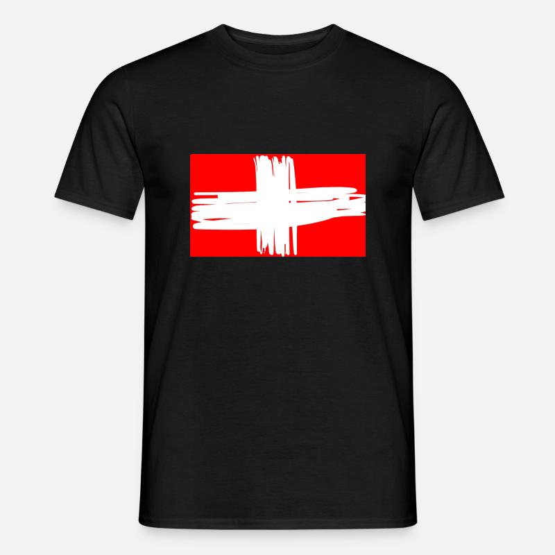 Schweizer Fahne - Männer T-Shirt - Schwarz
