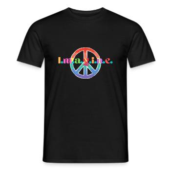 Ein Produkt mit der Aufschrift "Imagine" und einem Friedenszeichen! - Männer T-Shirt - Schwarz - Vorne - AI Model Male 178 light (178cm)