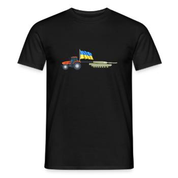 ukrainian tractor pulling tank Farmer ukrainian - Men's T-Shirt - black - Front - AI Model Male 178 light (178cm)