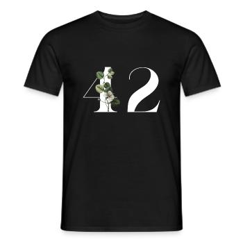 Number 42 Floral Green - 42nd Floral Birthday - Men's T-Shirt - black - Front - AI Model Male 178 light (178cm)