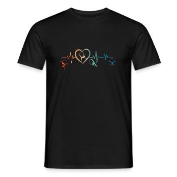 Retro Heartbeat Aerial Hoop - Geschenk - Männer T-Shirt - Schwarz - Vorne - AI Model Male 178 light (178cm)