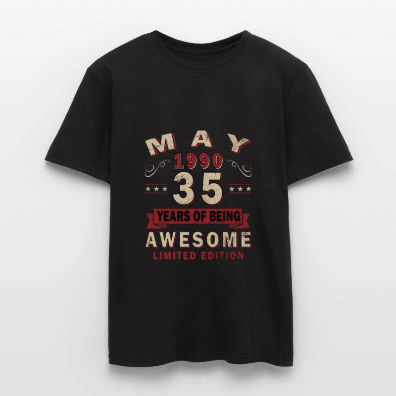 35th Birthday Gift Husband Original May 1990 Men's T-shirt