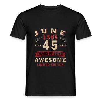 Juni 1980 Geschenk 45. Jubiläum Juni 1980 Retro - Männer T-Shirt - Schwarz - Vorne - AI Model Male 178 light (178cm)