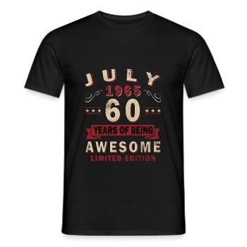 Vintage July 1965 Vintage Retro Birthday - Men's T-Shirt - black - Front - AI Model Male 178 light (178cm)