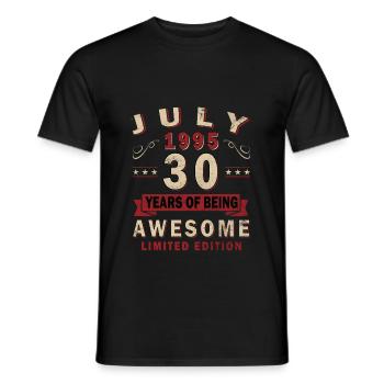 Vintage July 1995 Vintage Retro Birthday - Men's T-Shirt - black - Front - AI Model Male 178 light (178cm)