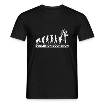 Évolution bûcheron - humour homme - T-shirt homme - noir - Devant - AI Model Male 178 light (178cm)