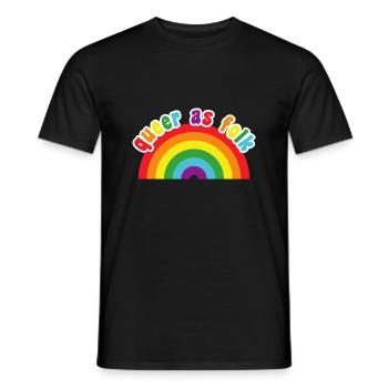 Queer as Folk - cute rainbow pride colors - Men's T-Shirt - black - Front - AI Model Male 178 light (178cm)