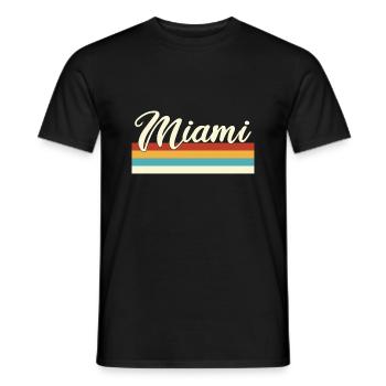 Miami - Floride - Rétro - Vintage - Etats-Unis - T-shirt homme - noir - Devant - AI Model Male 178 light (178cm)