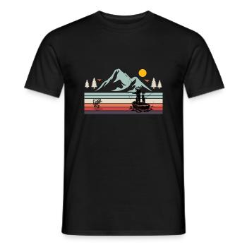 Gift fishing fishing fisherman fishing landscape - Men's T-Shirt - black - Front - AI Model Male 178 light (178cm)