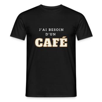 j'ai besoin d'un café - T-shirt homme - noir - Devant - AI Model Male 178 light (178cm)