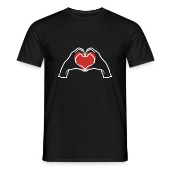 Hands Making a Red Heart in Love - Men's T-Shirt - black - Front - AI Model Male 178 light (178cm)
