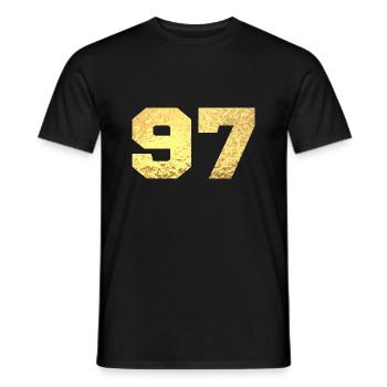 Number 97 Gold Glitter - 97th Anniversary - Men's T-Shirt - black - Front - AI Model Male 178 light (178cm)
