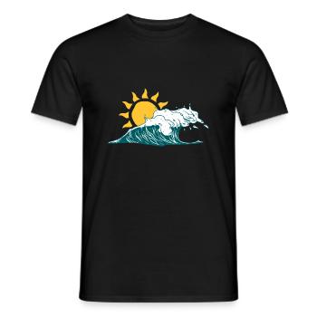 Retro Ocean Wave & Sun - Vintage Surf T-Shirt - Männer T-Shirt - Schwarz - Vorne - AI Model Male 178 light (178cm)