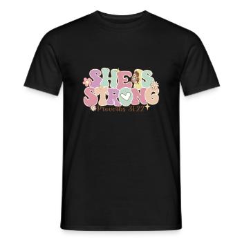 She Is Strong - Men's T-Shirt - black - Front - AI Model Male 178 light (178cm)