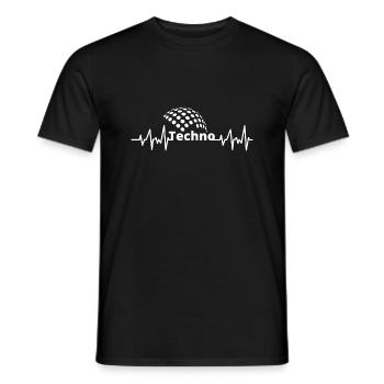 Techno Beat Heart ECG I love Techno - Men's T-Shirt - black - Front - AI Model Male 178 light (178cm)