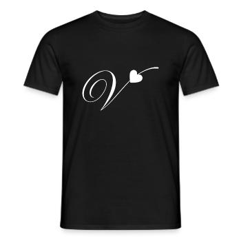 Letter v heart calligraphy - Men's T-Shirt - black - Front - AI Model Male 178 light (178cm)
