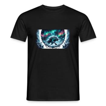 Norse Wolf Fenrir in Fantasy Wilds - Men's T-Shirt - black - Front - AI Model Male 178 light (178cm)