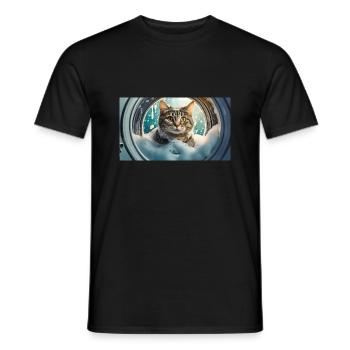 Jeu de mots ambigu sur l’expression allemande – Katzenwäsche - T-shirt homme - noir - Devant - AI Model Male 178 light (178cm)