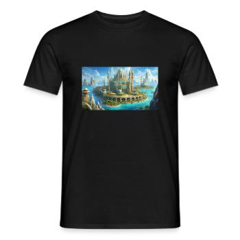 wunderschöne mythische Orte – Atlantis vor dem Untergang - Männer T-Shirt - Schwarz - Vorne - AI Model Male 178 light (178cm)