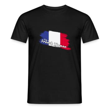 Je suis une femme française, drapeau français - T-shirt homme - noir - Devant - AI Model Male 178 light (178cm)