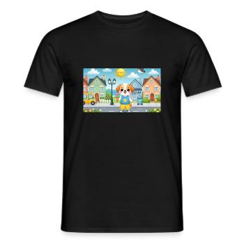 Kleiner Hund mit Eis - Männer T-Shirt - Schwarz - Vorne - AI Model Male 178 light (178cm)
