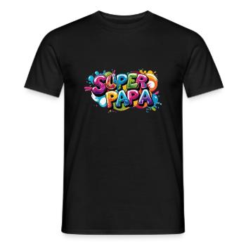 Cooles Superpapa Shirt im Graffiti Style für Väter - Männer T-Shirt - Schwarz - Vorne - AI Model Male 178 light (178cm)