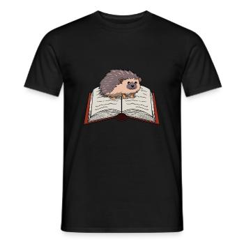 Hérisson mignon Lecture Livres Littérature Nature - T-shirt homme - noir - Devant - AI Model Male 178 light (178cm)