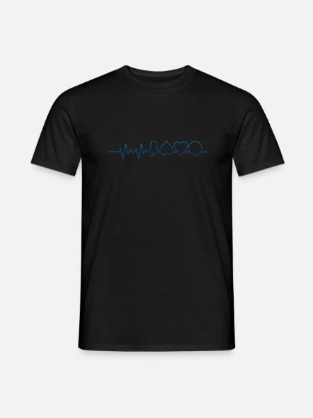 Schafkopf Symbole Schafkopf Heartbeat Herzschlag - Männer T-Shirt - Schwarz