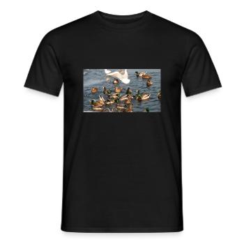 Duck with family - Men's T-Shirt - black - Front - AI Model Male 178 light (178cm)