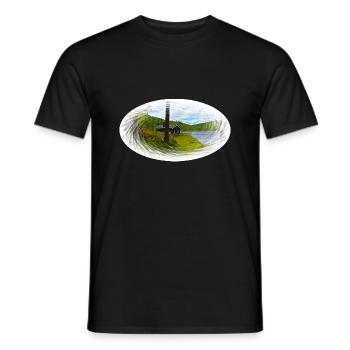 Cottage by the sea in the middle of nature's solitude. - Men's T-Shirt - black - Front - AI Model Male 178 light (178cm)