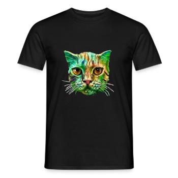 Bunte Katze - Männer T-Shirt - Schwarz - Vorne - AI Model Male 178 light (178cm)