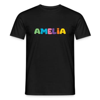 Name - Amelia - Men's T-Shirt - black - Front - AI Model Male 178 light (178cm)