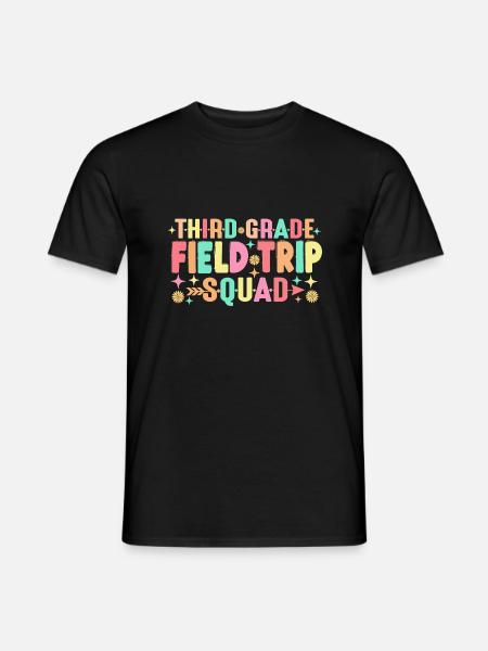 Teacher Students 3rd Third Grade Field Trip Squad - Men's T-Shirt - black