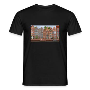 City centre Amsterdam - Pixel Art - Men's T-Shirt - black - Front - AI Model Male 178 light (178cm)