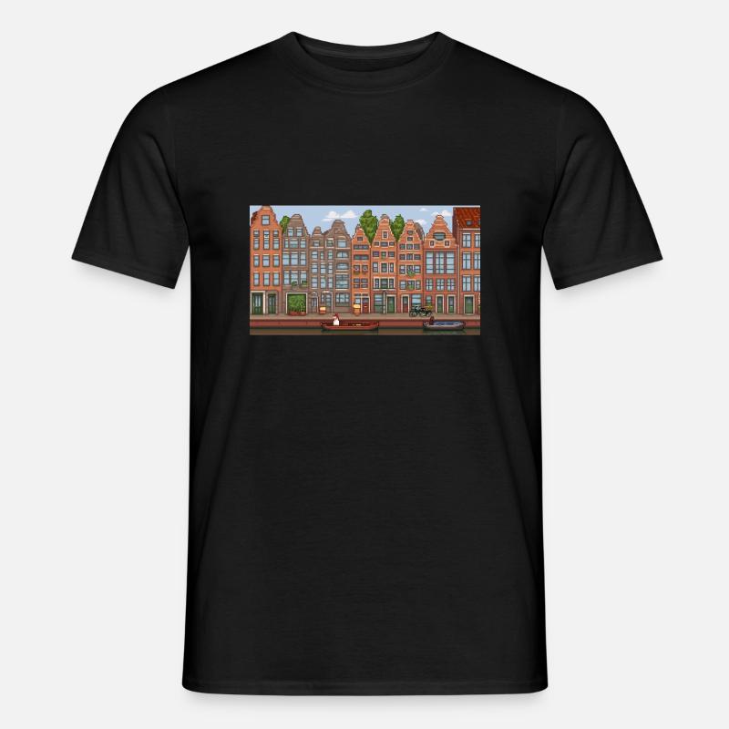 Centrum Amsterdam - Pixel Art - Mænd T-shirt - sort