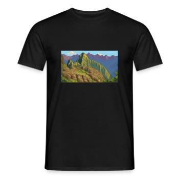 Machu Picchu, Pérou - Pixel Art - T-shirt homme - noir - Devant - AI Model Male 178 light (178cm)